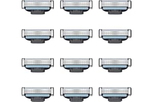 KSYWYDU 12 Piezas Cuchillas de Afeitar Compatible con Mach 3 Recambio para Hombre, Hojas de Afeitar 3 Capas, Compatible con Máquinas de Afeitar Húmedas, Diseño Antiobstrucción, Ideal para Uso Diario