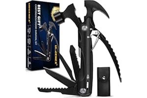 Multitool Camping Accessories Gifts for Men Dad Husband Boyfriend 12 in 1 Survival Gear and Equipment Mini Multitool Hammer Cool Gadgets Stocking Stuffers for Men URGENEX (Gift for Men)