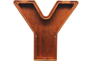 Wooden Letter Piggy Bank – Crefun HM284Y New 23 cm/9.1 Inch Large Piggy Bank for Kids for Real Money, Coin Bank for Adult, Personalized Money Box for Home Decoration with Alphabet Stickers for DIY