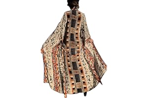 YouKD Costume da bagno estivo in cotone floreale lungo kaftano bohemien kimono da spiaggia coprire maxi abito per le donne, C marrone chiaro., Taglia unica