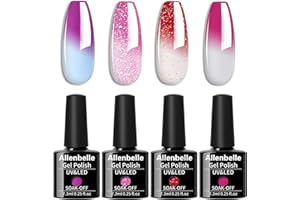 Allenbelle Smalto Semipermanente Camaleonte Nail Polish UV LED Gel Unghie (Kit di 4 pcs 7.3ML/pc) (002)