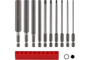 CPROSP 10pcs Brugola per Avvitatore 100mm con Base, Inserti Esagonali 1/4'', 1,5-12mm