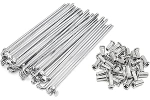 QHQKR 12G Electric Bike Spokes 2.6mm Diameter 20/40pcs Silver Steel Motorcycle Wheel Tire Spokes with Nipples 45-306mm J Bend Bicycle Spoke for E-Bike Tricycle Motorcycle
