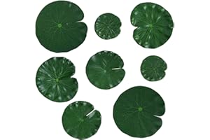 HJZHII 8 Stück Seerosen Künstlich Laub,Künstliche Seerosen Simulierte Lotusblätter Teichpflanzen Künstlich Schwimmende Schaumstoff Ornament Lilien Pads Teichdekoration Seerosenblätter für Terrasse