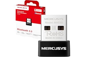 MERCUSYS MA530 Bluetooth 5.4 Adapter for PC, USB Bluetooth Dongle Nano Receiver, BLE Technology, Long Range, Plug & Play, Support Windows 11-10-8.1-8-7