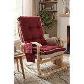 Reyo Home Sultan L&uuml;x Ahşap &Ccedil;ift Minderli &Ccedil;ift Cepli Sallanan Sandalye Bordo Krem