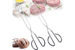 CINY 2 Pcs Barbecue Tongs, Extra Long Scissor Tongs, Stainless Steel Scissor Tongs, Cooking Kitchen Baking Bread Food Tong Grilling Tongs, Bread Clip, Carbon Tongs Fire Tongs, Food Tongs (16 in)