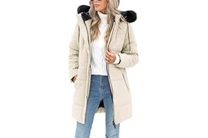Tuopuda Manteau Femme Hiver Doudoune Chaud Veste Polaire Parkas à Capuche Décontracté Blouson Zippée mi Longue Coat Matelassée en Duvet Outercoat avec Poches