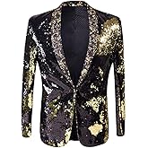 PYJTRL Veste de Costume élégante à Paillettes pour Homme - Deux Couleurs