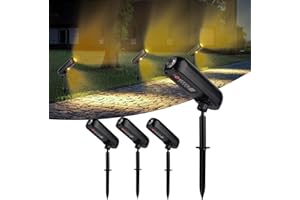 T-SUN Lot de 4 spots solaires de jardin - 3000 K - Pour l'extérieur - Avec étanchéité IP65 - 2 modes d'éclairage - Dusk to Dawn - Pour cour, jardin, arbres, maison, garage, chemin
