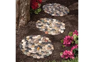 Bits And Pieces - Trittstein-Matte aus runden Kieselsteinen - Schrittstein, Trittflächen, Dekosteine fürr Ihren Garten, Gartendeko