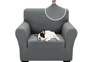 XINEAGE High Stretch Armchair Covers Lastest Jacquard Sofa Covers 1 Seater for Living Room 1 Piece Chair Covers with Elastic Bottom Non Slip Sofa Slipcovers for Pets Kids (1 Seater, Light Gray)