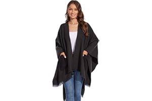 colornival Chal Elegante para Mujer Capa Frontal Abierta Poncho Suave, Adecuado para Primavera, Otoño e Invierno