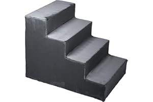 Mg Design Escalier pour Chien 4 marches Gris foncé – Structure en Bois Stable, marches Douces – léger et Mobile, pour canapé et lit