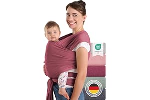 Laleni fular portabebe hasta 15kg de suave algodón - portabebes recien nacido - portabebes recien nacido con certificado de OEKO-TEX - fular porteo bebe recien nacido 5,10m de longitud - color rojo