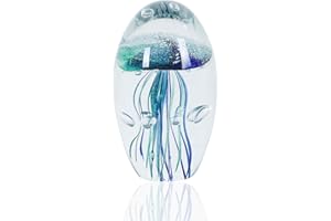 EUSTUMA Statuetta di meduse in vetro soffiato a mano,Fermacarte in vetro, ornamento di animali marini per acquario, collezione di animali marini per regalo di compleanno,