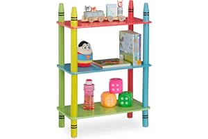 Relaxdays Scaffale per la Cameretta dei Bambini, Libreria, 3 Scomparti, MDF e Legno, HLP 69,5x48x24 cm, Colori Vivaci, ingegnerizzato, 1 pz