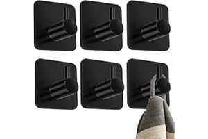 4happy Haken selbstklebend, 6er Stück, Klebehaken Edelstahl wasserfest, Handtuchhalter schwarz ohne Bohren, Selbstklebende Wandhaken als Handtuchhaken ohne Bohren, Ideal für Badzimmer