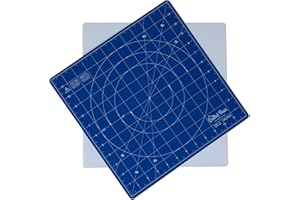 The Quilted Bear Tapis de découpe rotatif 30,5 x 30,5 cm - Tapis de découpe carré auto-cicatrisant rotatif à 360° avec mécanisme de verrouillage innovant pour le matelassage et la couture (Bleu)