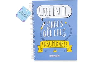 LA MENTE ES MARAVILLOSA - Cuaderno A4 con Espiral, Tapa Dura y Frase |Cree en Ti, Sabes que Eres Insuperable| Libreta con Hojas de 90 g y Pegatinas, Regalo Original (Diseño Cree en Ti)