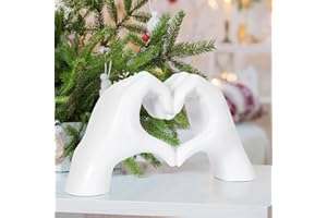 HMASYO White Gesture Decorative Objects, Heart Hand Statue, Love Finger Sculpture Aesthetic Decor, Modern Art Office Home Decor Accents, Creative Wedding Room Shelves Table Decoration