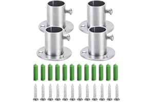 KRIZJUES Stainless Steel Wardrobe Bracket Set - 4PCS Wall Mount Hanging Rail End Supports for Closet Curtain (19mm)