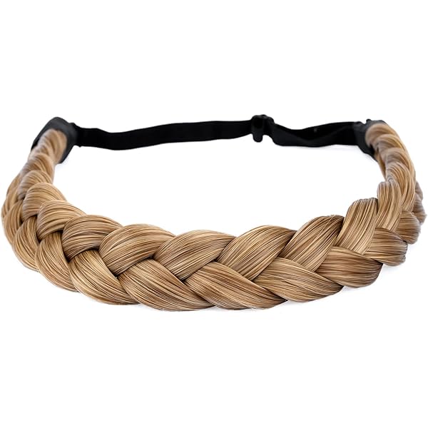 PARXITN Fascia Per Capelli Da Donna, 5 Fili, Regolabile, Intrecciata, Media, Marrone, Per Donne, Capelli Sintetici, Treccia, Fascia Elastica Intrecciata