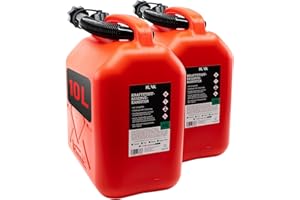 KOVA® 2x Benzinkanister 10L ROT Dieselkanister Reservekanister Kraftstoffkanister 10 Liter Wasserkanister für Benzin Diesel Wasser AdBlue, Auswahl: 5 20 20L ltr 5L 10-Liter-Kanister & Außgießer