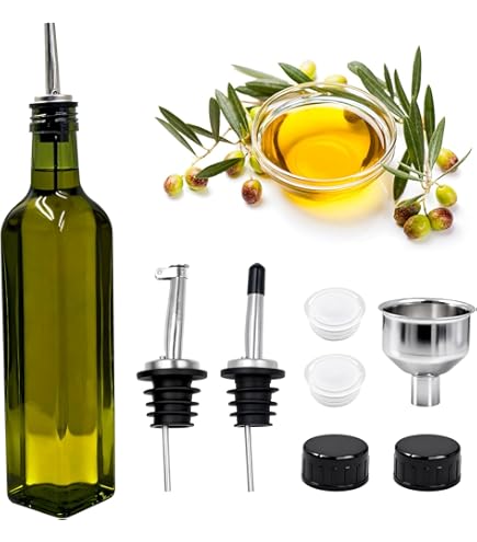 Glazen Olijfolie Fles Met Tuit Olie En Azijn Set Zulay Dispenser Fles Voor De Keuken - Glazen Olijfolie Fles Met 2 Tuiten, 2 Afneembare Doppen, 2 Doppen En 1 Trechter - Oliefles