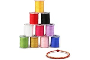 APKPESTERML 10 Pezzi Cordini in Poliestere Cerato, Filo Perline Nylon Cotone Cordoncino, Filo per Bracciali di Macramè Fili Cerati Colorati Cordino per Collane Braccialetti Mano Artigianato DIY 0.8mm*10m