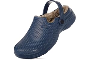 HSYOOES Zapatillas de Estar en casa Hombre Zuecos Mujer Invierno Zapatos de jardín Impermeable Pantuflas Forro Pelusa Caliente Zapatilla de Interior