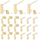 PH PandaHall 150 Pieces Earring Making Kit - 25 Pairs Rectangle 304 Stainless Steel with Loop, 50 Gold, 50 Clear for Earrings