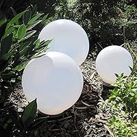 3x LED-Solar-Garten-Kugel-Leuchte-Lampe OLA mit Erdspieß, D: 20+25+30 cm, 4000K IP44, Boden-Wege-Terrassen-Rasen-Treppen…