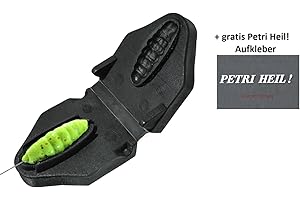 BLNTACKLE76 Jenzi Moule réaliste en forme de larve d'abeille pour pêche à la truite + autocollant avec inscription en allemand «Petri Heil!» -