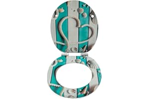 SINOBATH Abattant WC, noyau en bois MDF, robuste, avec système d'abaissement automatique, montage facile, couvercle de WC