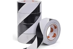TAPEBEAR 5 Rollo Cinta De Peligro, 50mm x 46m Cinta Adhesiva De Advertencia De Peligro, Blanco y negro Cinta Adhesiva De Seguridad, Autoadhesiva Cinta Para Suelo