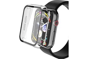 YoLin [2-Pack Hard Protective Case with Tempered Glass Screen Protector Compatible Apple Watch Series 6/5 / 4 / SE3 / SE2 / SE 40mm, PC Ultra-Thin All-around Cover For iwatch 40mm (2 Transparent)