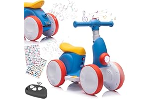 ITSLIFE Laufrad Elektrisch 6V ab 1-4 Jahre mit Seifenblasenmaschine für Jungen Mädchen, 4 in 1 Kinder Fahrrad für 12-48 Monate mit Musik, LED-Lichter, Geschenk für Geburtstag, Weihnachten, Rot-blau
