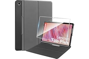 ROJEUINN Hülle für Lenovo Tab Plus 11.5'' (2024) Tablette Case Cover +1 Stücks Schutzglas Schutzfolie,Ultra Schlank Superleicht Dreifach Falt Klapp Schutzhülle Case -Grau