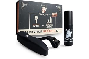 Skägg- och hårväxtkit – beard roller 0,5 mm + odlingserum – veganskt och inte djurtestat