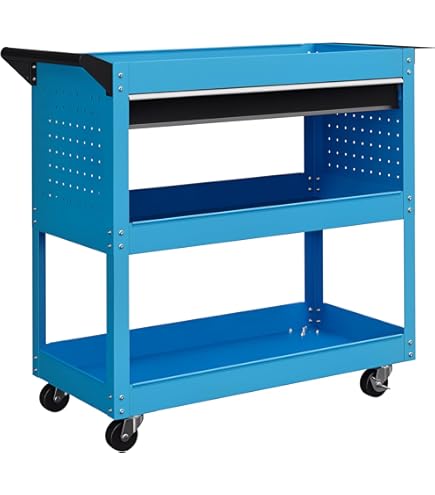 Carrello Portautensili Officina Carrello Portautensili 3 Ripiani JS-19 Con 4 Ruote - Per Officina E Garage Mobile Attrezzi Js-19 - Foto 11