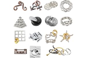 RoseFlower RoseFlowe 15 pcs IQ Test Puzzle Brain Teaser Metal Wire Puzzles Mind Game Educational Toys Knot Games, Switch Magics Toy for Party Kids Adults Challenge Interlock METALBT039