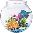 Laxmi Aesthetics Fish Aquarium Bowl Zig-zag Collar 8inch Crystal Clear Zig Zag Neck Bowl Aquarium, Round Collar Vase, Fish Pot for Home & Centre Table Decoration - Set of 1 Piece (Size:- 8 Inches)