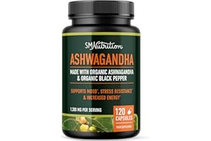 SMNUTRITION Ashwagandha 1300mg | Ashwagandha Root Powder & Black Pepper Extract | High Absorption Adaptogen for Stress Relief, Mood & Thyroid Support | Vegetarian, Gluten-Free | 120 Capsules, 2-Month Supply
