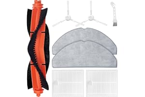 VACKING Accesorios Kit Compatible con Xiaomi Robot Vacuum S20 / D106 Recambios Repuestos, 1 Cepillo principal, 2 filtros Hepa, 2 cepillos laterales, 2 paños de fregona