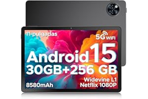 DOOGEE U11 Pro Android 15 Tablet 11 Pulgadas, 30GB+256GB/2TB Tablets para Niños Octa-Core, 8580mAh Batería, HD IPS 90Hz/ Widevine L1/Dobles Altavoces/WiFi 5/13MP+5MP/Face ID/3.5mm Jack Tableta Gaming