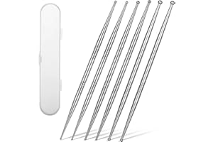 Heclia 6PCS Facial Reflexology Massage Tool Stainless Steel Acupuncture Pen Reflexology Tools Headed Ear Acupressure and Body Point Probe Pen for Deep Tissue Muscle Relax Point Massage Tool