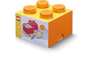Room Copenhagen 40031760 Lego Brique Rangement empilable 4 plots, Plastique, Orange Vif, One size