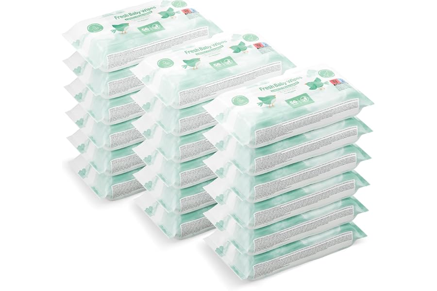 by Amazon Toallitas refrescantes para bebé, 1008 toallitas, sin perfume, 18 paquetes de 56