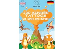 Magaluga 120 hautfreundliche Dino Kinder Tattoo Mitgebsel Mitbringsel Kindergeburtstag dermatologisch getestet: SEHR GUT temporäre Tattoo Kinder MADE IN GERMANY